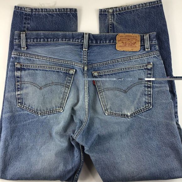 Vintage Levis 501 Made in USA 38 x 34 80s SF faded blue straight 35 x 30 button - Picture 9 of 16